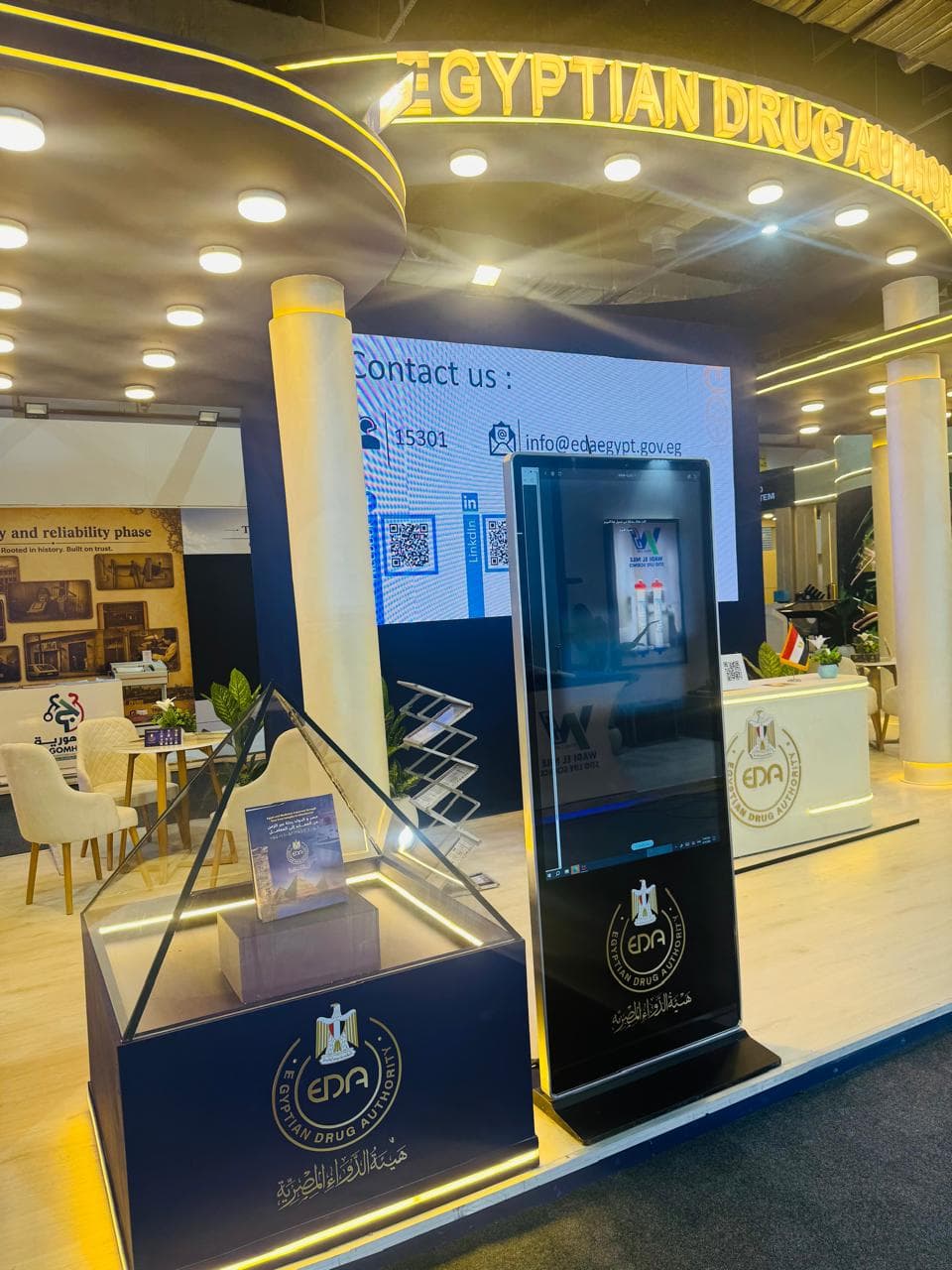 Backlit fabric lightbox display, Equal's stand for Egyptian Drug Authority