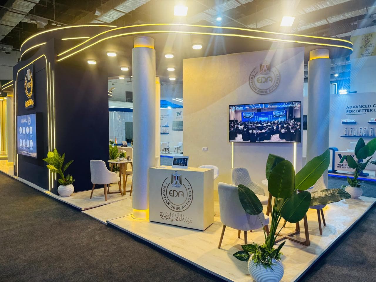 Backlit fabric lightbox display, Equal's stand for Egyptian Drug Authority