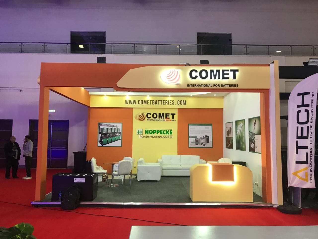 Glowing reception cube, Equal's stand for COMET