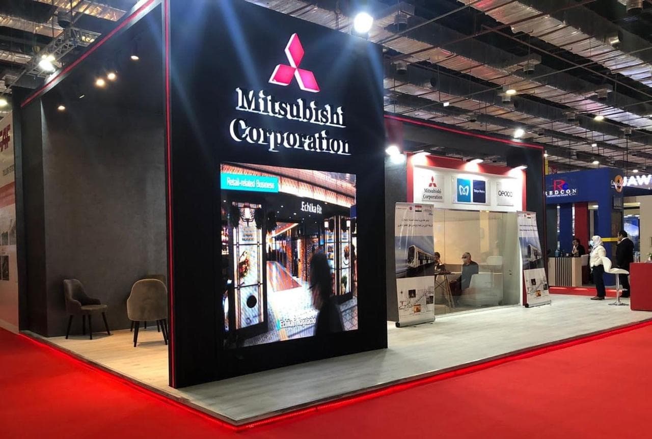 Multi-partner backlit brand panel, Equal's stand for Mitsubishi Corporation