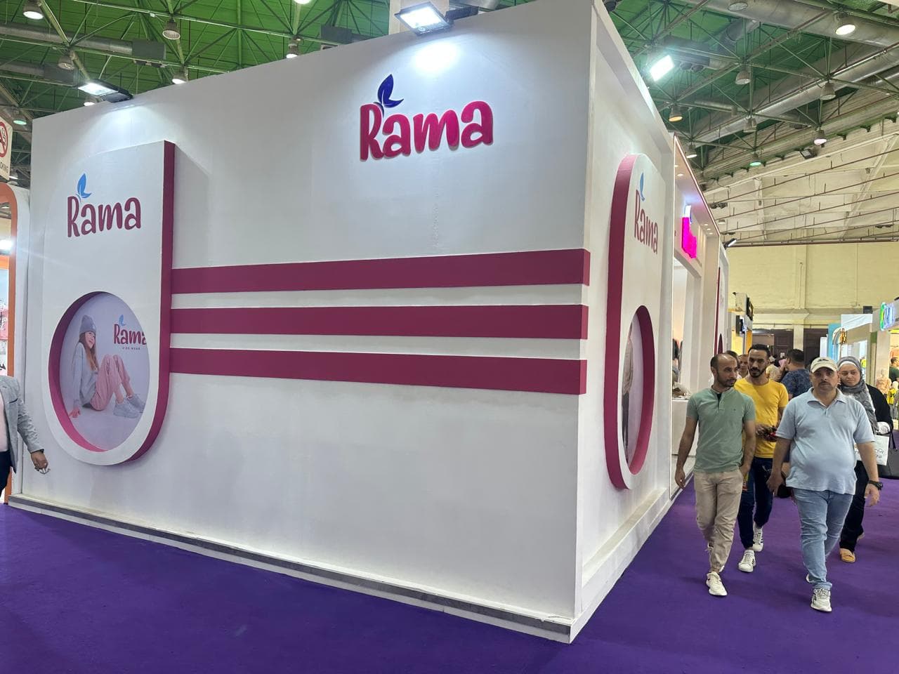 Stand elevation on purple carpet, Equal's stand for Rama